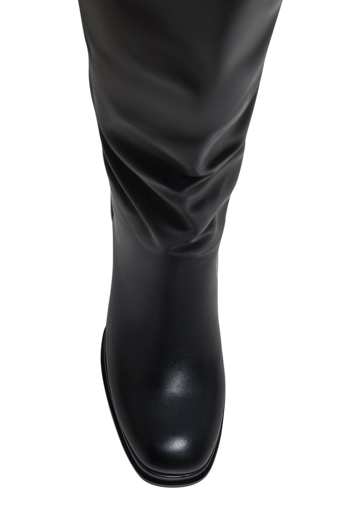 Luxuriöse Over-the-Knee-Stiefel aus Leder - Schwarz