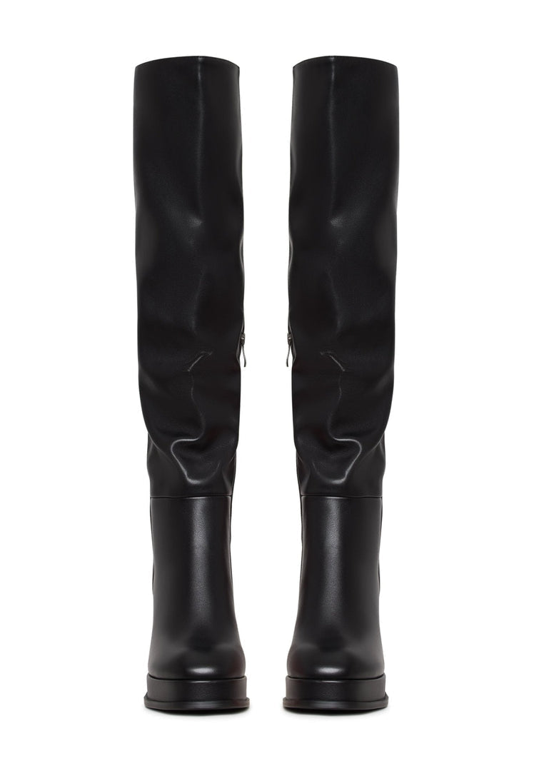 Luxuriöse Over-the-Knee-Stiefel aus Leder - Schwarz