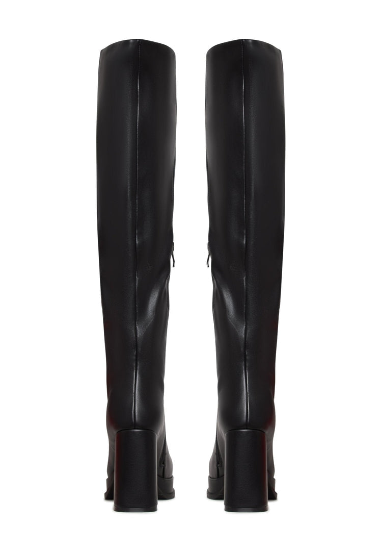 Luxuriöse Over-the-Knee-Stiefel aus Leder - Schwarz