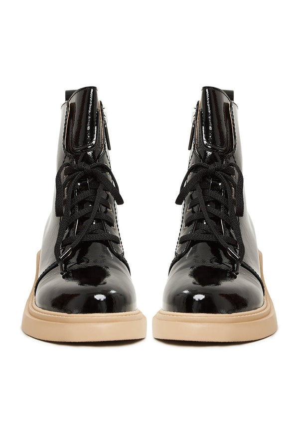 Lakleren Lace-Up Enkellaarsjes