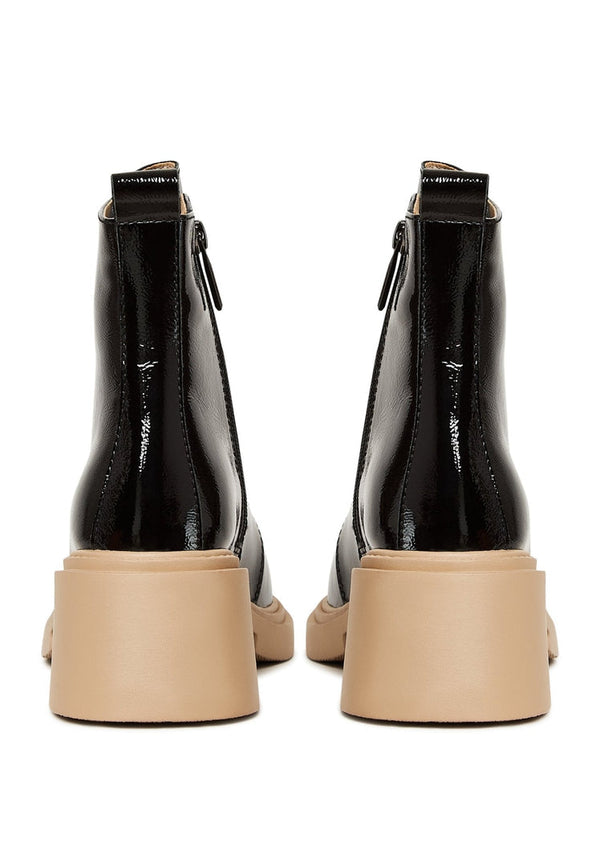 Lakleren Lace-Up Enkellaarsjes