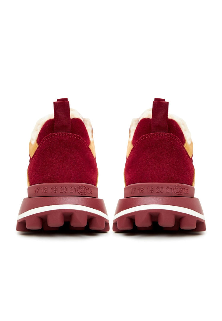 A stylish pair of chunky platform Bordeaux sneakers for women, perfect for a fashion-forward look.