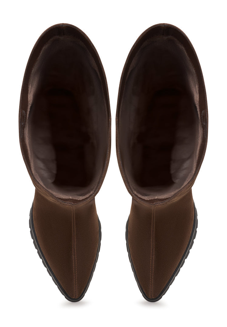 Bold Block Heel Knee-High Boots Nala - Brown