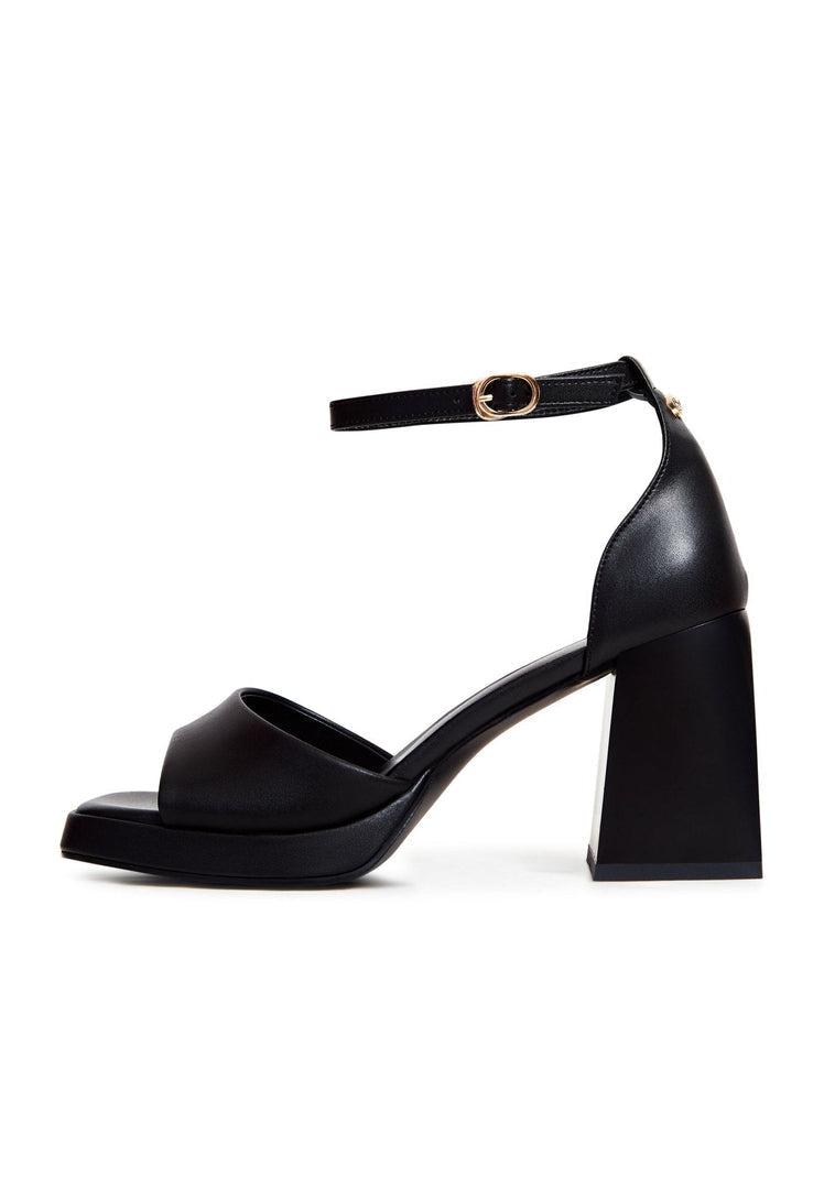 Klassische hochhackige Sandalen mit offener Spitze - Schwarz