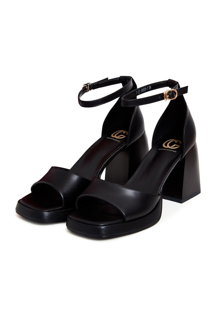 Klassische hochhackige Sandalen mit offener Spitze - Schwarz