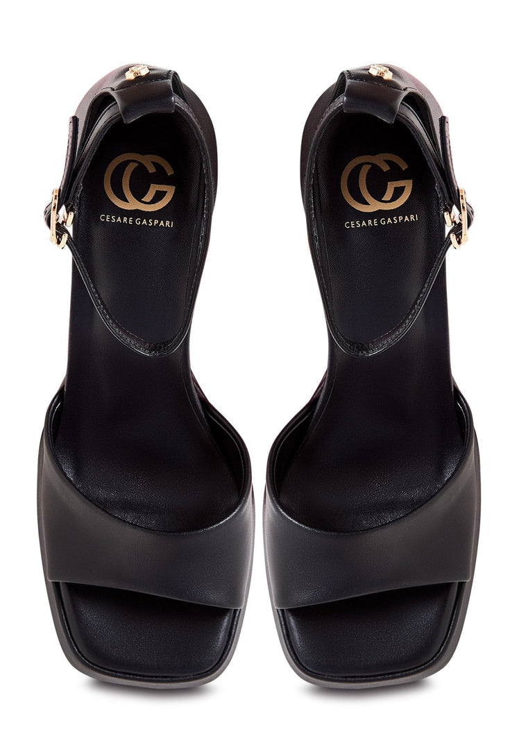 Klassische hochhackige Sandalen mit offener Spitze - Schwarz