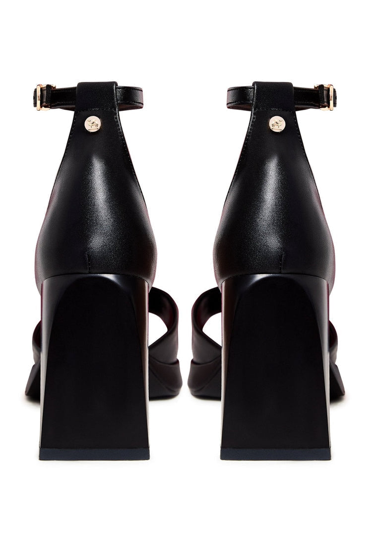 Klassische hochhackige Sandalen mit offener Spitze - Schwarz