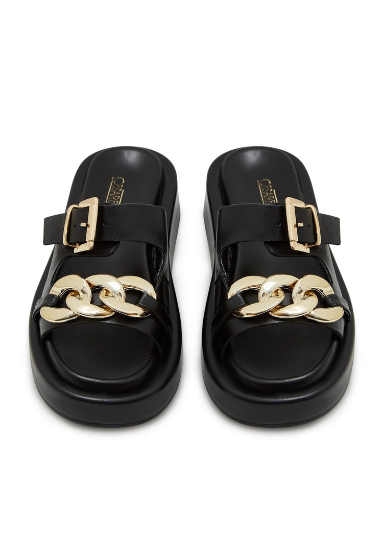 Leder-Ketten-Sandalen - Schwarz