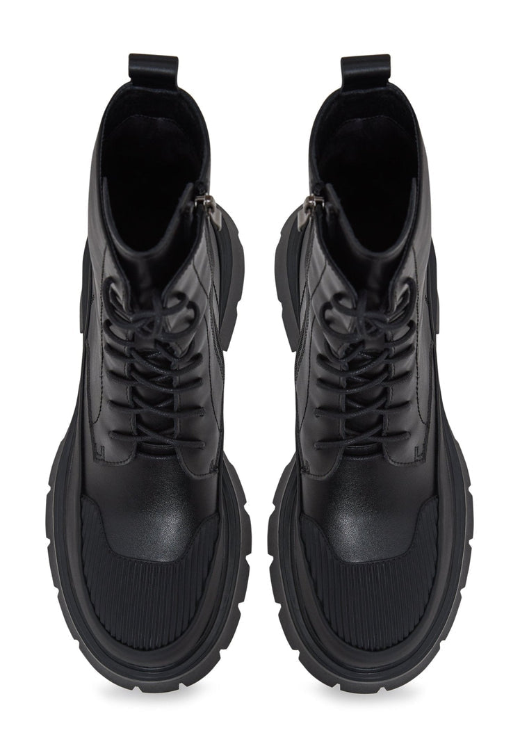 Casual ankelstøvler med snøre i ruskind - sorte