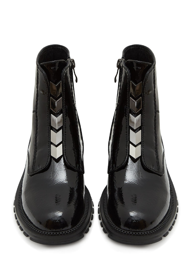 Bottines zippées brillantes - Noir