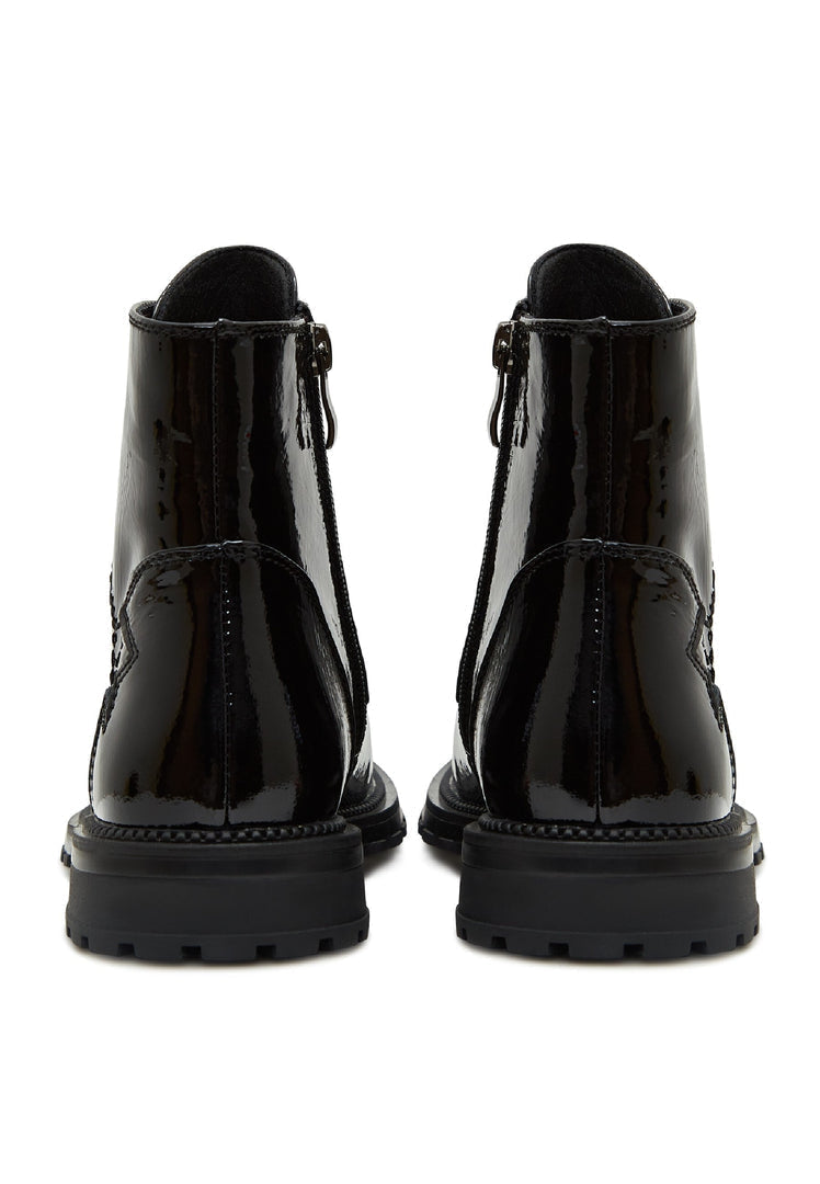 Bottines zippées brillantes - Noir
