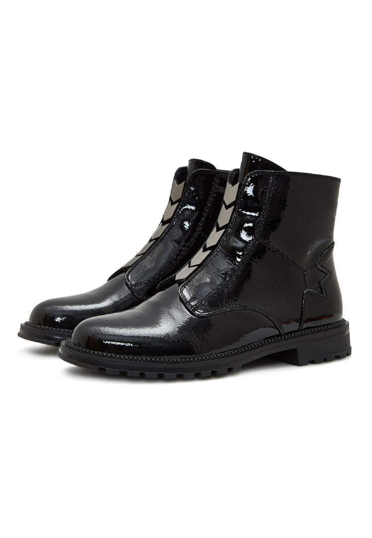 Bottines zippées brillantes - Noir