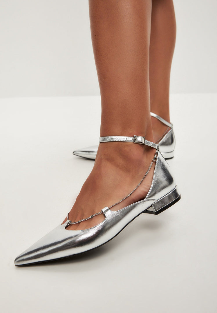 Leather Ballerinas Clara - Silver