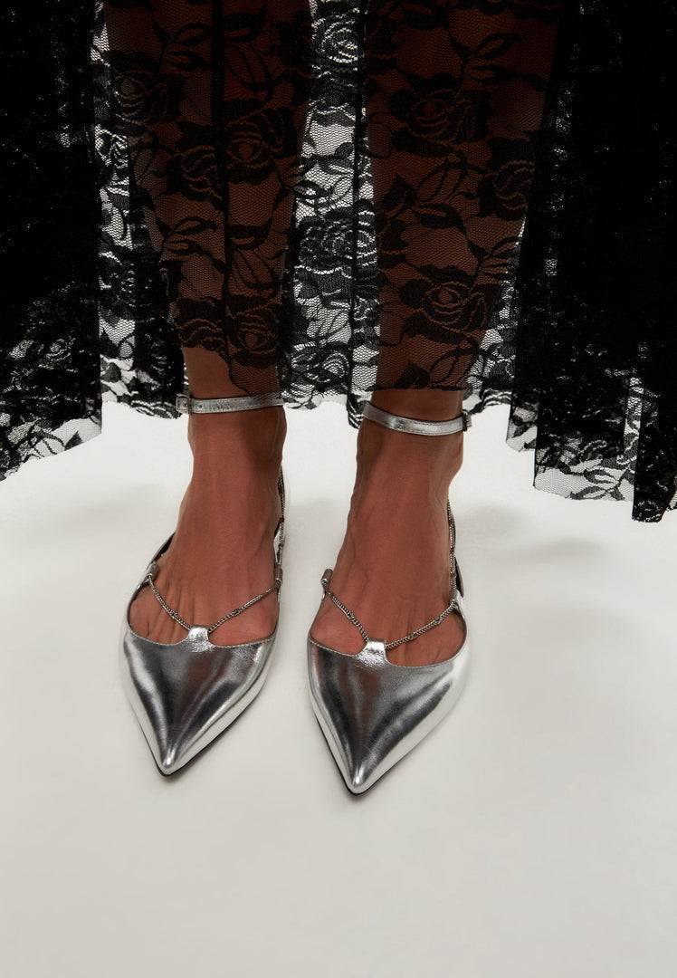 Leather Ballerinas Clara - Silver