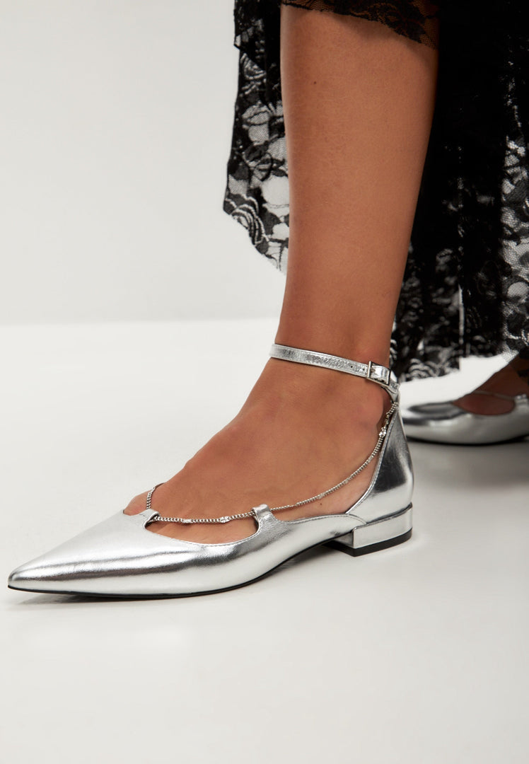 Leather Ballerinas Clara - Silver