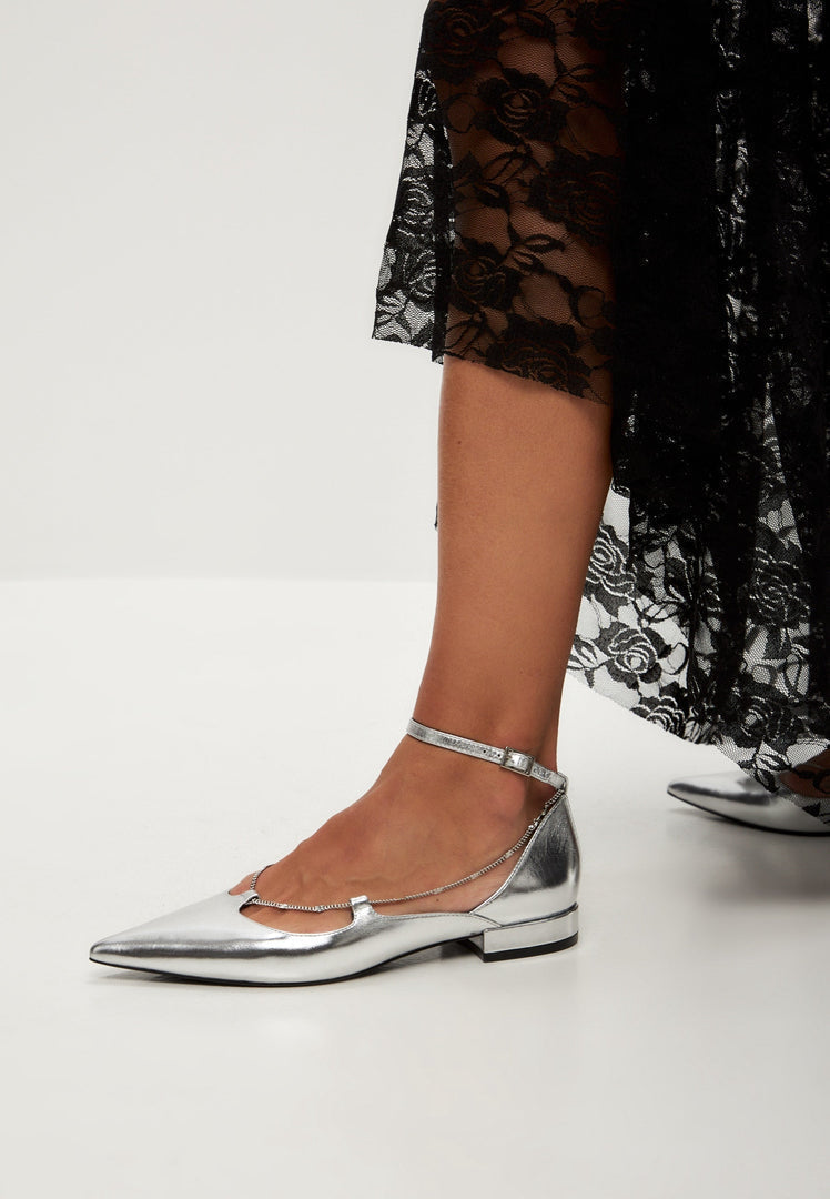 Leather Ballerinas Clara - Silver