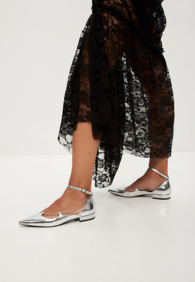 Leather Ballerinas Clara - Silver