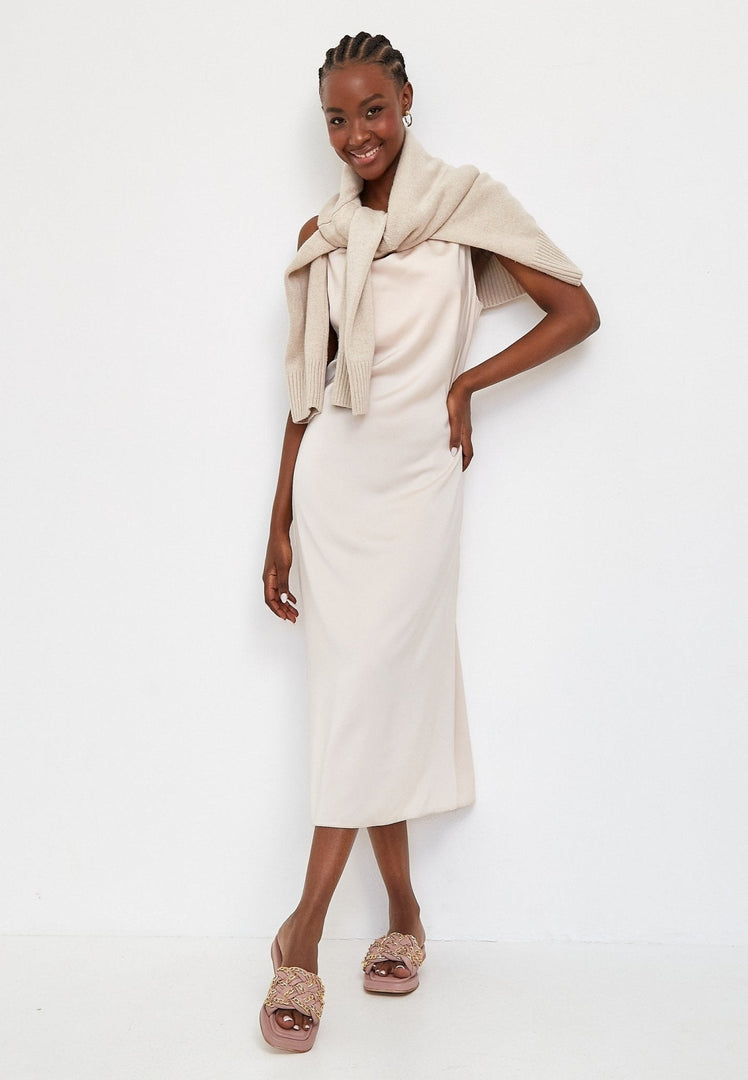 Kæde lædersandaler - Beige