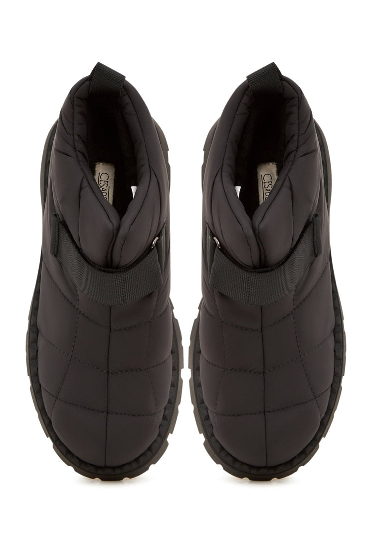 Suede Wool-Lined Winter Boots - Black