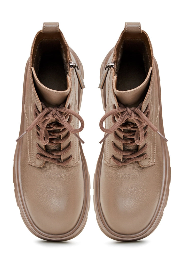 Casualowe sznurowane botki do kostki