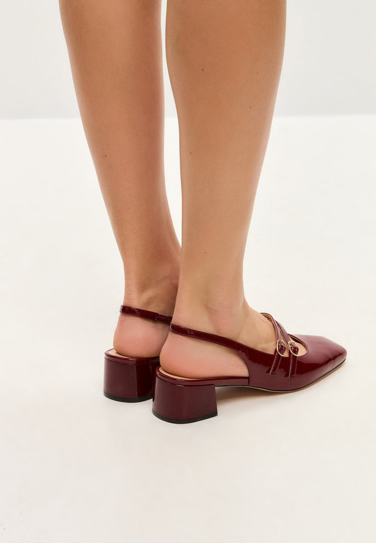 Slingback Block Heels Pumps Mar y Sol - Bordeaux