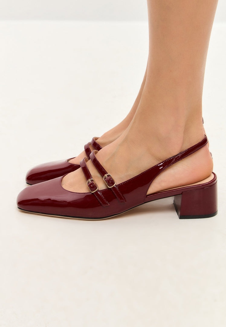 Slingback Block Heels Pumps Mar y Sol - Bordeaux