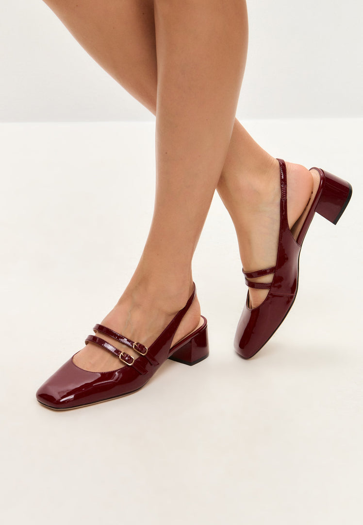 Slingback Block Heels Pumps Mar y Sol - Bordeaux