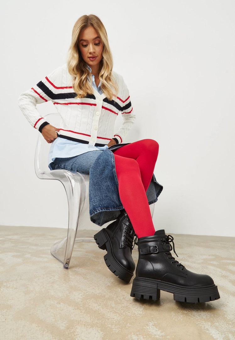 A pair of elegant black ankle boots with a stylish platform design for women's fashion.