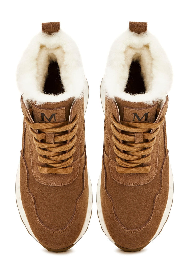 Flat Sole Winter Boots - Brown
