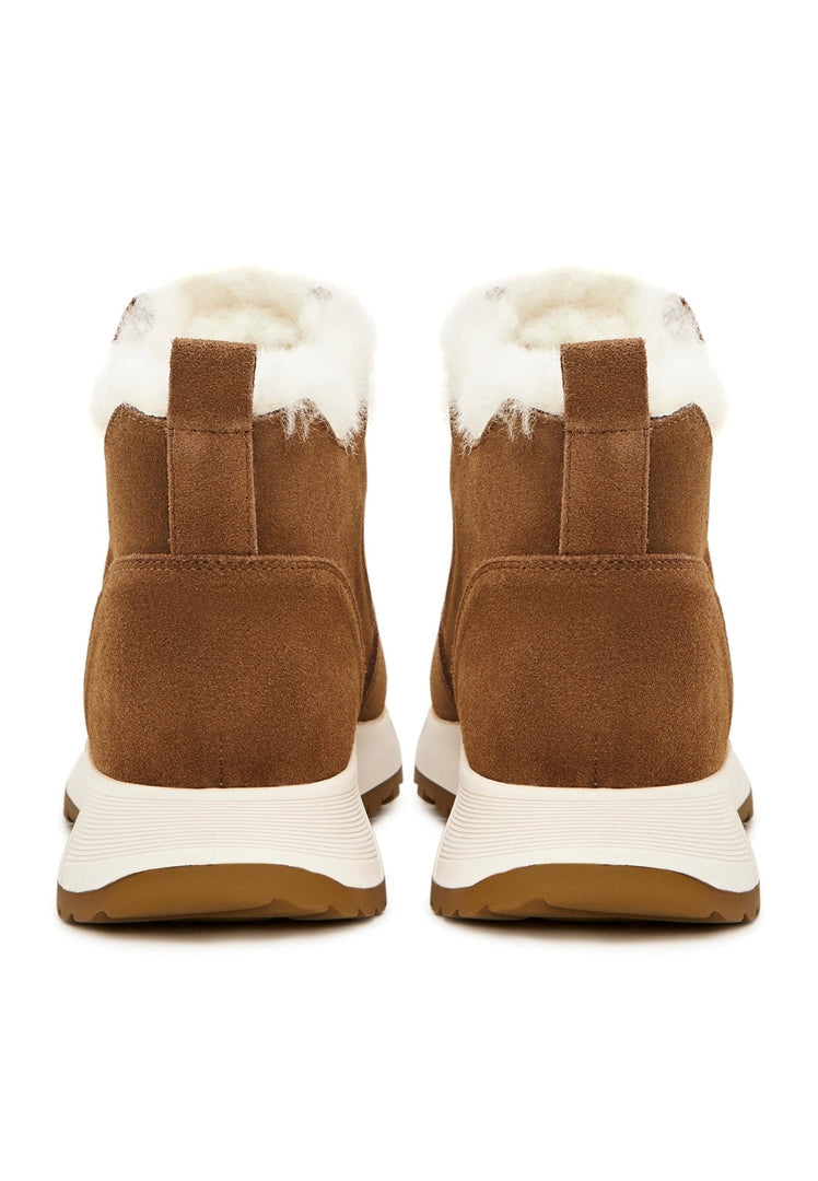 Flat Sole Winter Boots - Brown