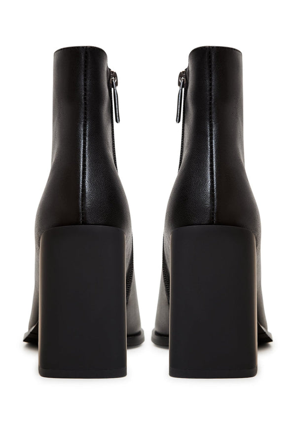 Klasyczne skórzane botki do kostki z blokowym obcasem