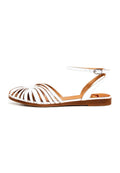 Leather Flat Sole Sandals - White