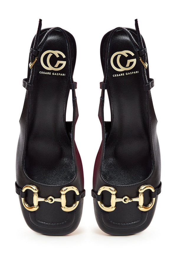 Leren Klassieke Blokhakken Sandalen