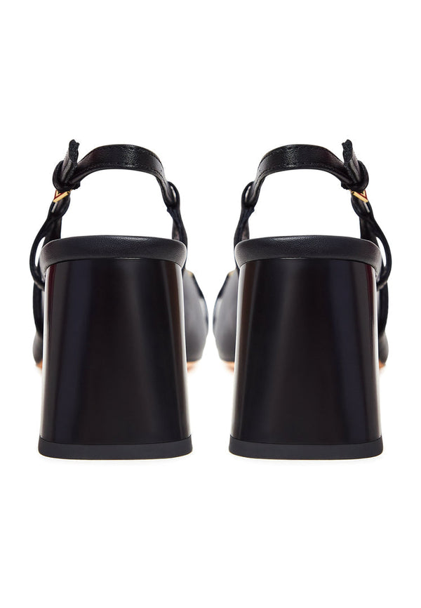 Leren Klassieke Blokhakken Sandalen