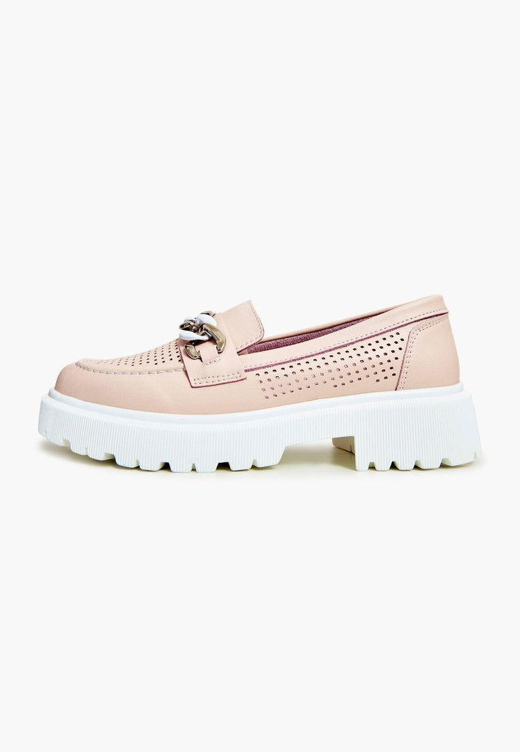 Mocassini casual con tacco a blocco