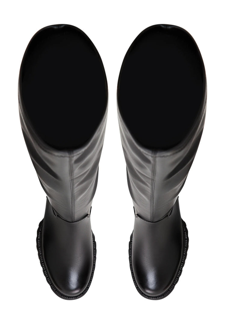Over the Knee Boots With Block Heel - Black