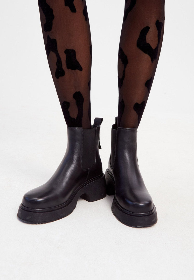 Leren plateaulaarzen