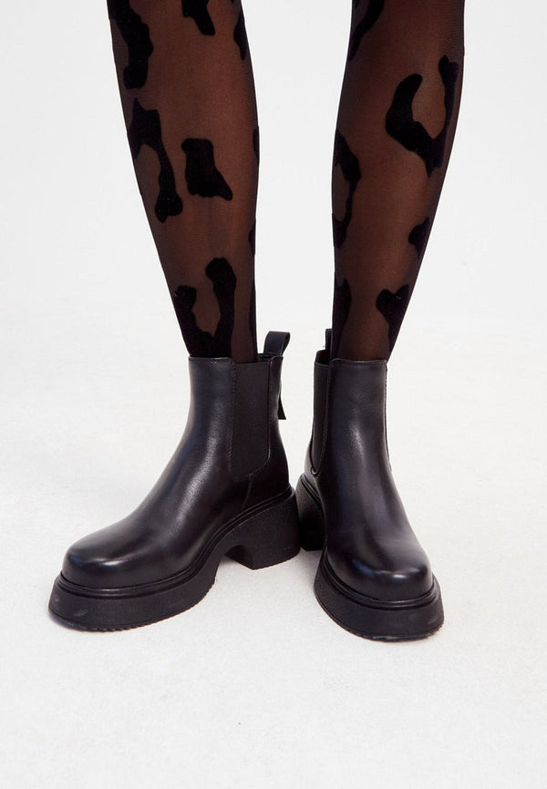 Leren plateaulaarzen