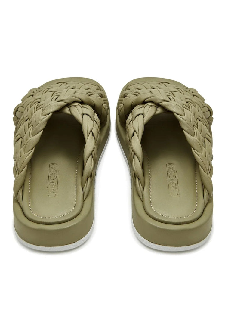 Sandalias de piel punta abierta - Verde