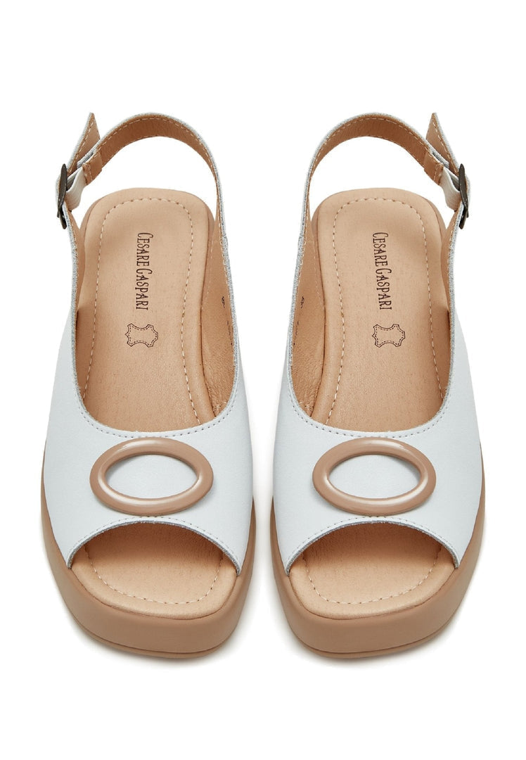 Slip-On Platform Heel Sandals - White