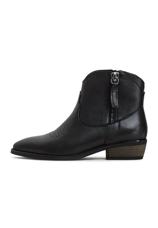 Botas vaqueras de piel Vicky - Negras
