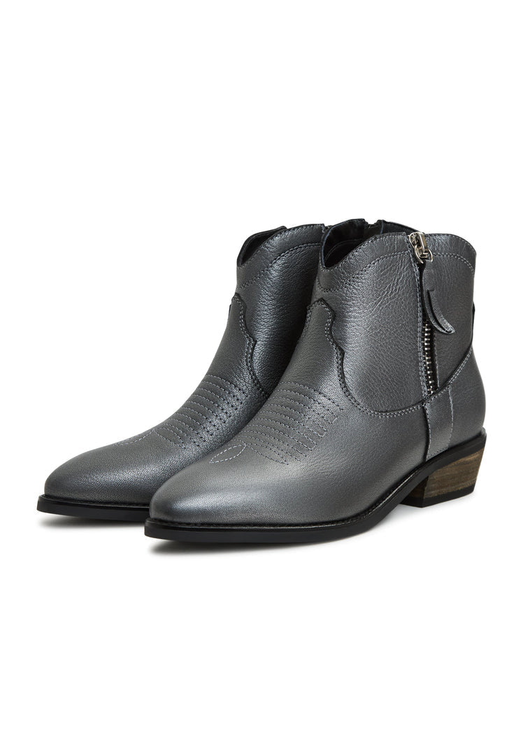 Leder-Cowboystiefel Vicky - Dunkelgrau