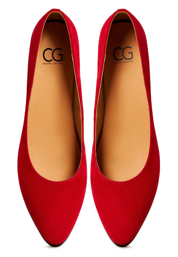 Baleriny na płaskim obcasie Ingrid - Czerwone