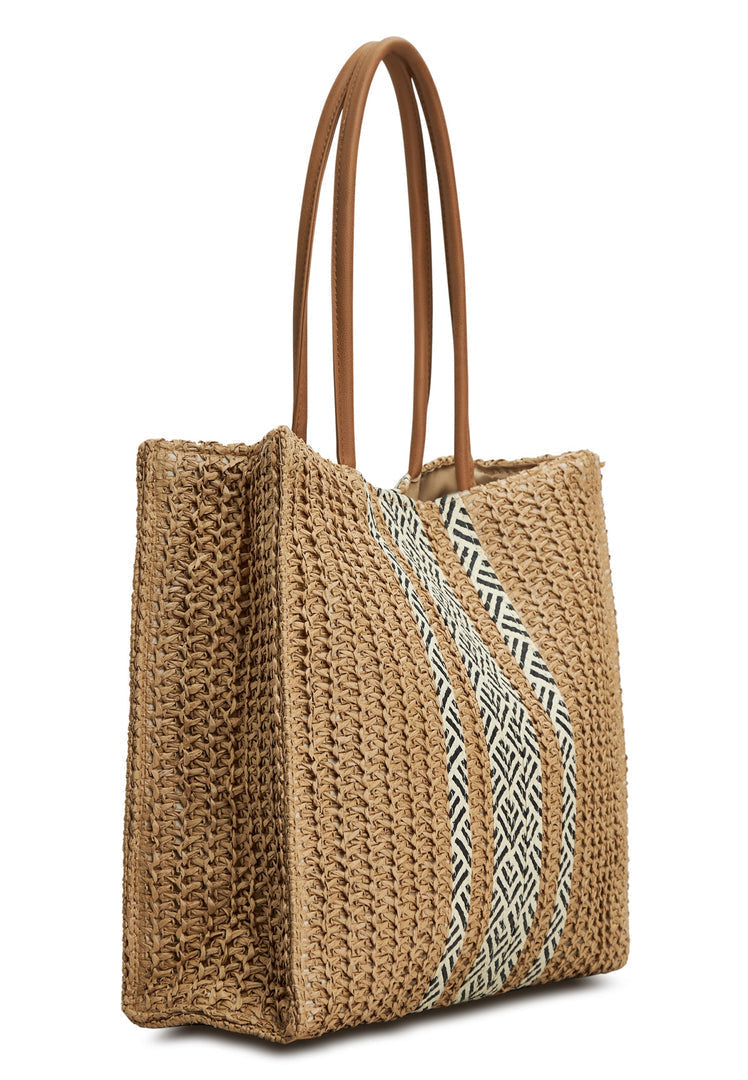 A stylish and practical beach tote bag perfect for summer days by the water, featuring a chic design with comfortable handles for easy carrying.