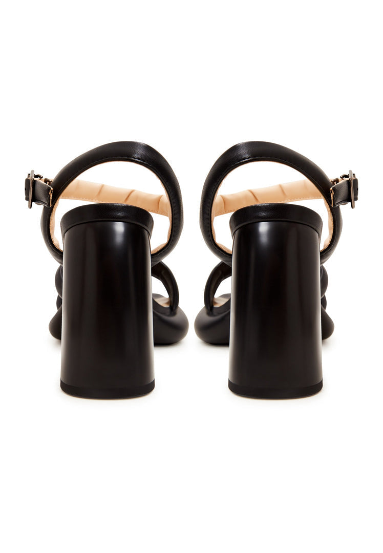 Open Toe Block Heeled Sandals - Black