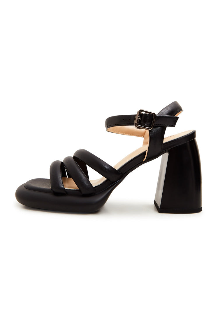Sandalen mit Blockabsatz und offener Spitze - Schwarz