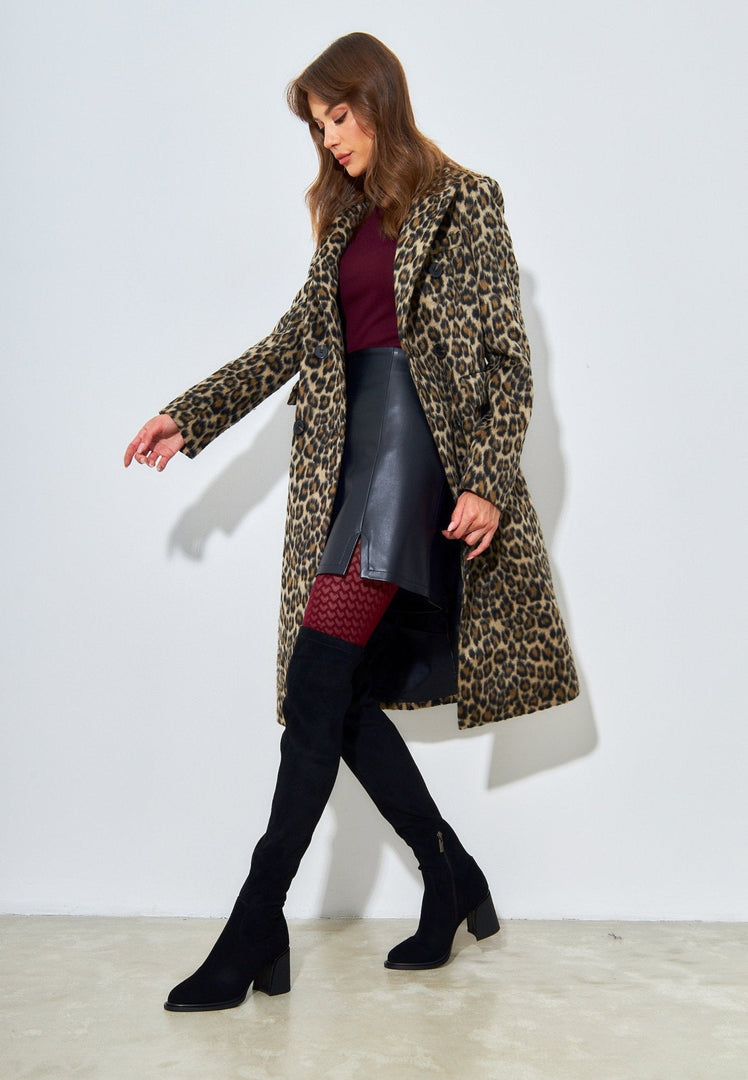 Stövletter med blockklack över knäet