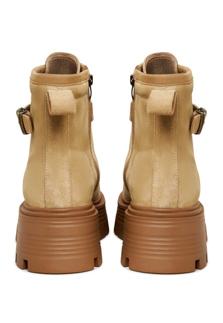 Elegant Platform Ankle Boots - Beige