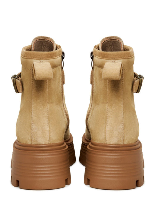 Elegant Platform Ankle Boots - Beige