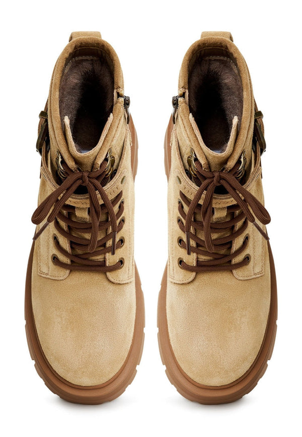 Elegant Platform Ankle Boots - Beige